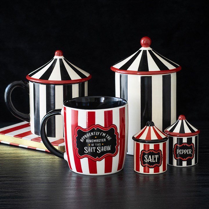 Striped Circus Tent Ceramic Salt & Pepper Shakers