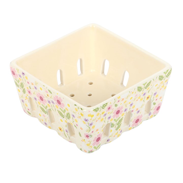 Floral Print Ceramic Berry Basket