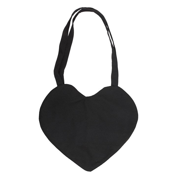 Black Spiderweb Heart Satin Tote Bag