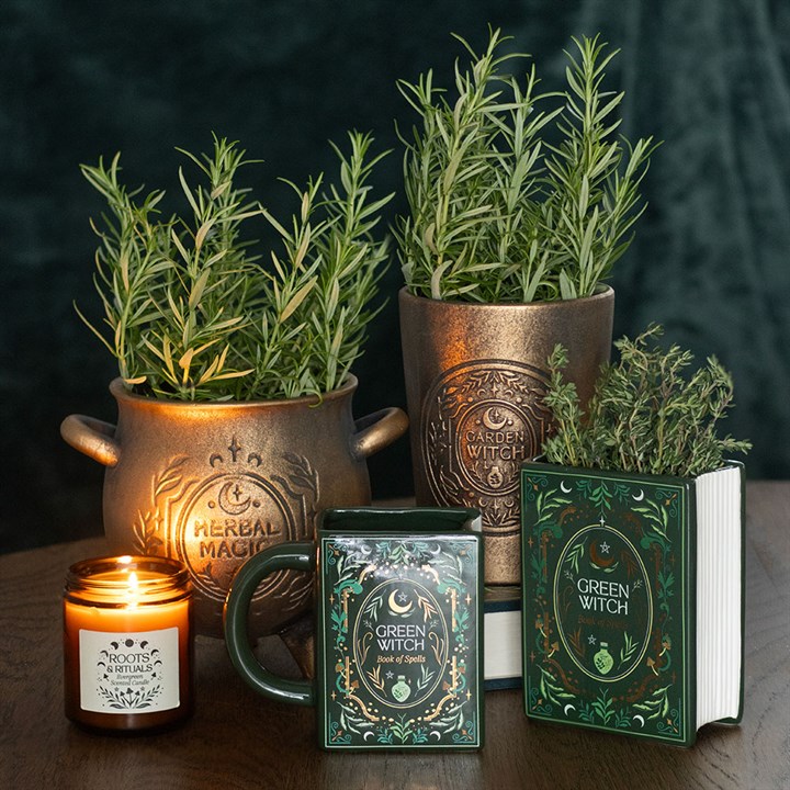Green Witch Book Shaped Ceramic Mug