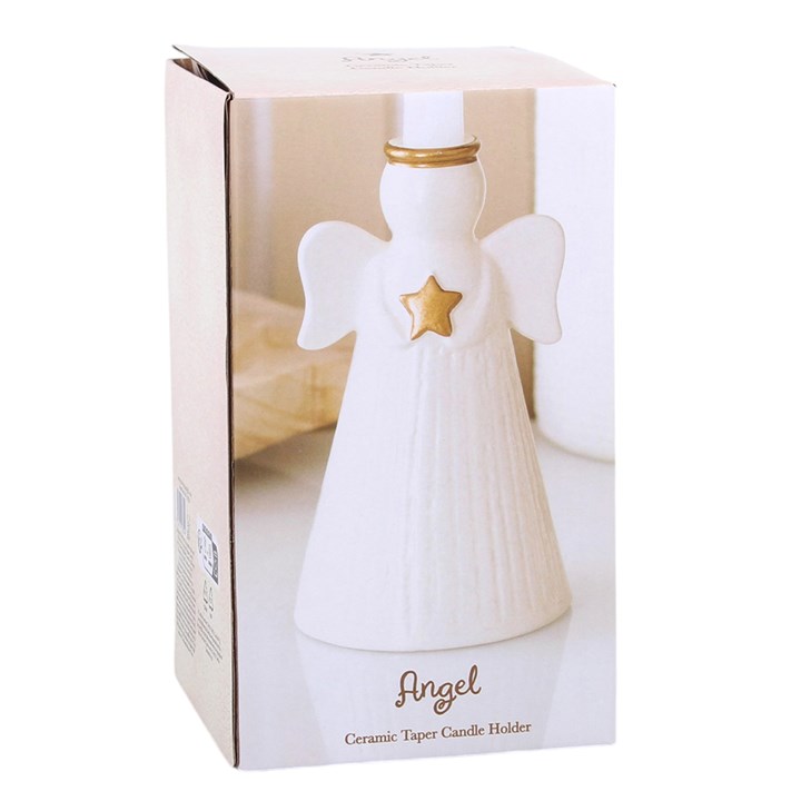 Star Angel Ceramic Taper Candle Holder