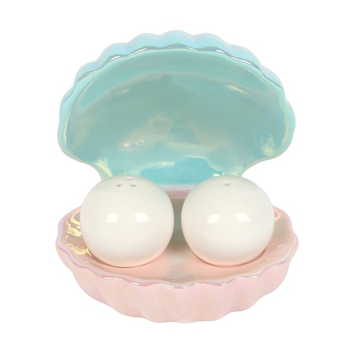 CLEARANCE Clam Shell Ceramic Salt and Pepper Shakers