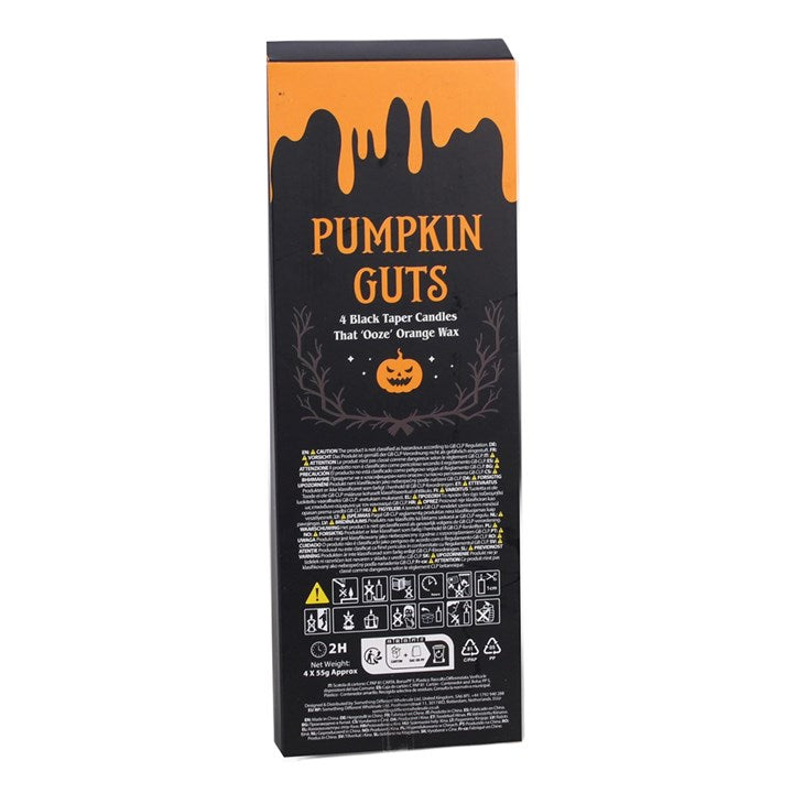 Set of 4 Pumpkin Guts Oozing (Black & Orange) Taper Candles