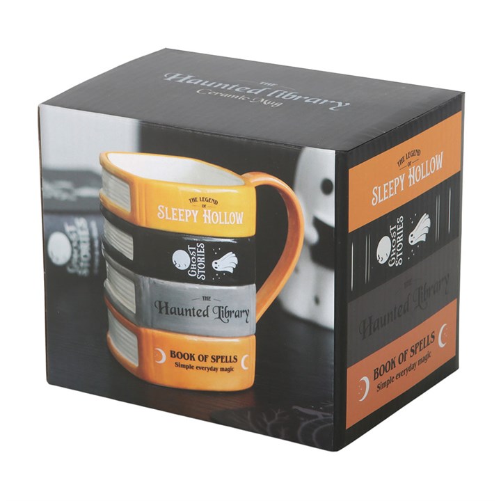 The Haunted Library Book Stack Ceramic Mug