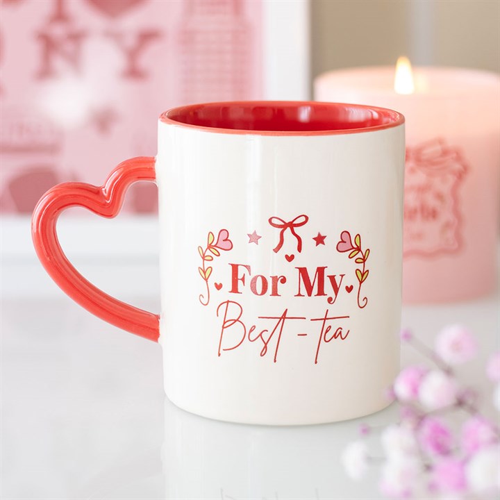 For My Best-Tea Heart Handle Ceramic Mug