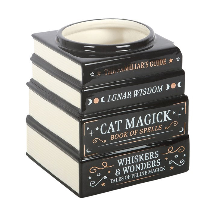Black Cat Magick Book Stack Ceramic Vase