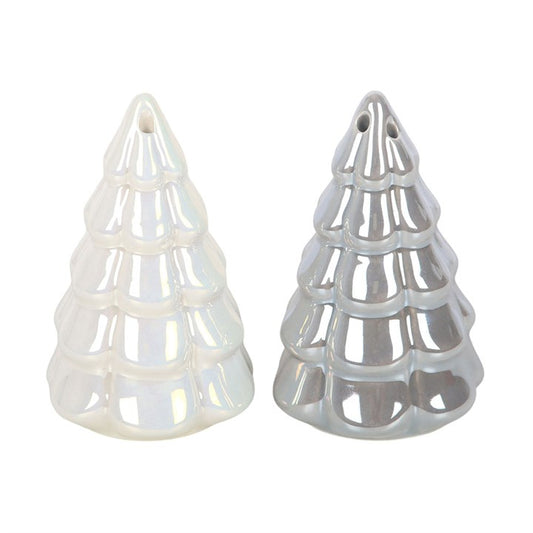 Iridescent Christmas Fir Tree Ceramic Salt & Pepper Shakers