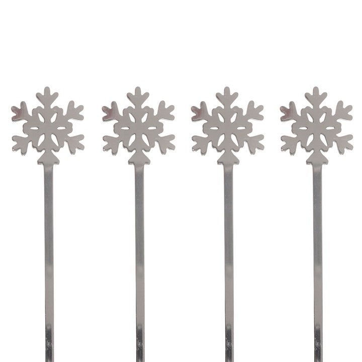 Set of 4 Christmas Snowflake Metal Spoons