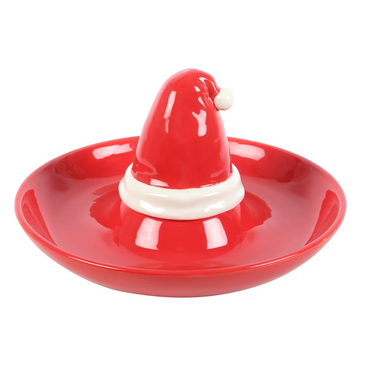Red Santa Hat Chip and Dip Ceramic Serving Dish