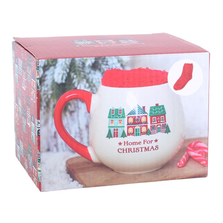 Home for Christmas Ceramic Mug and Socks Set