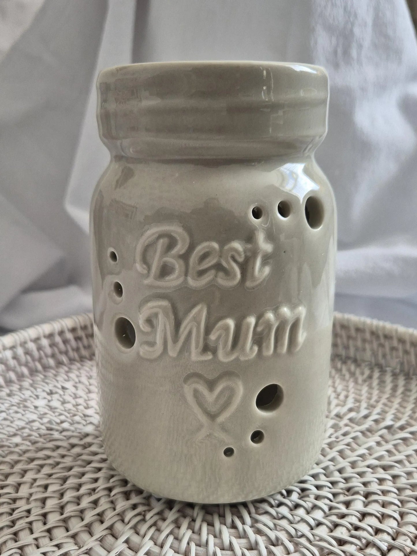 CLEARANCE Grey Best Mum Ceramic Wax Warmer