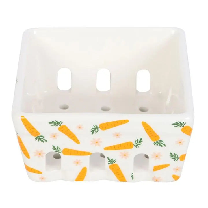 Ceramic Carrot Patch Print Berry Basket