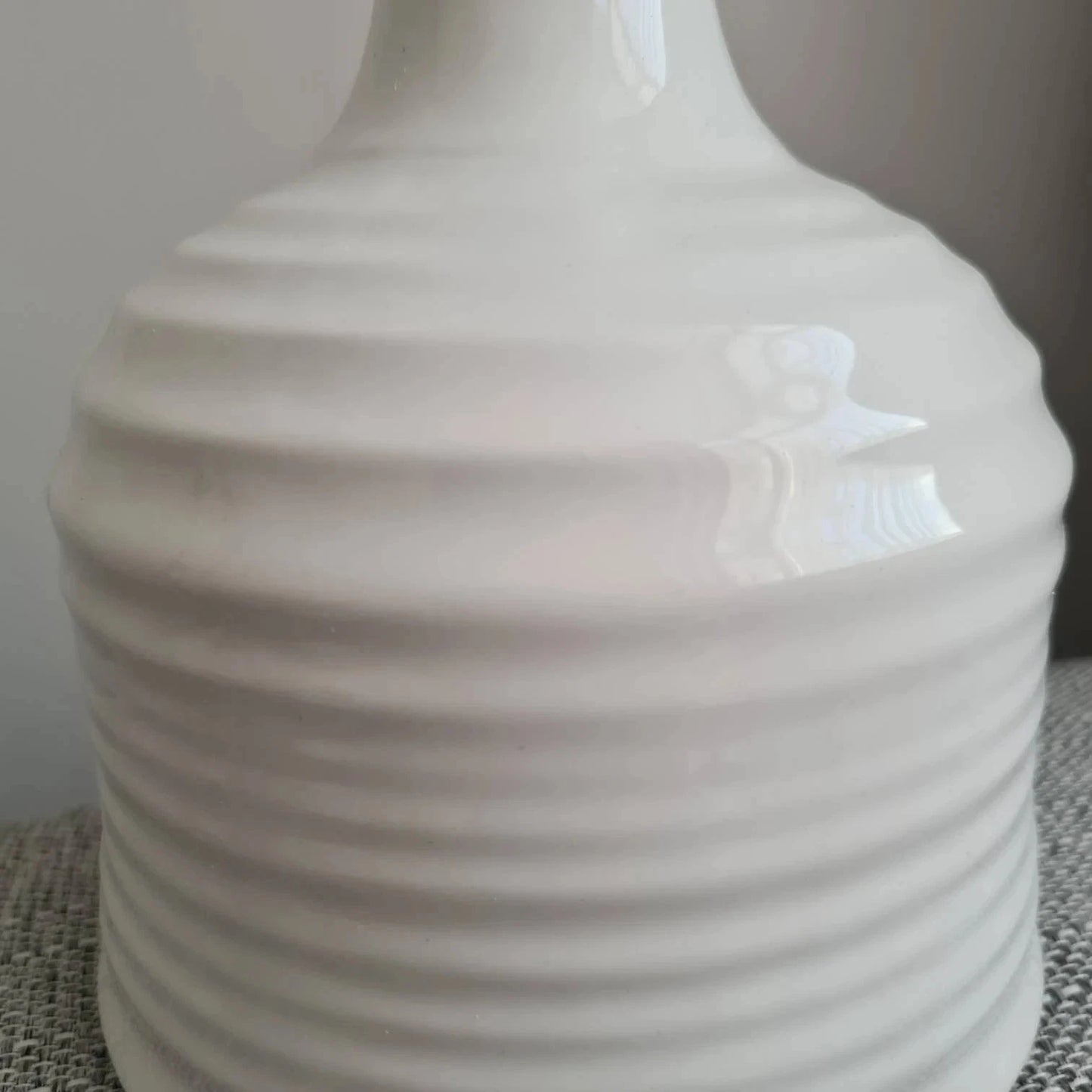 CLEARANCE Gloss White Ribbed Ceramic Vase