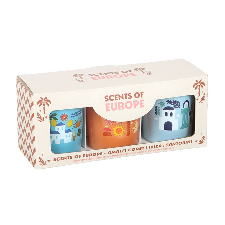 CLEARANCE Scents Of Europe Scented Candle Trio - Amalfi Coast, Ibiza & Santorini