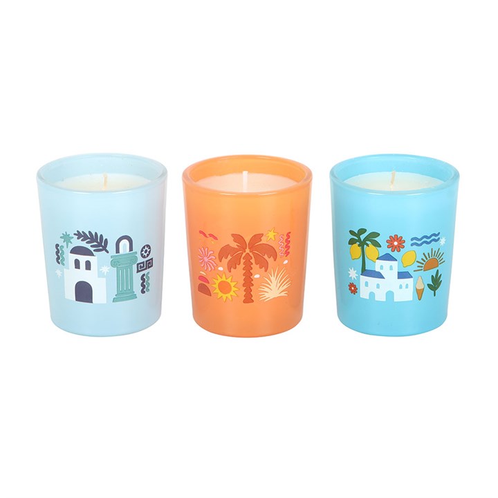 CLEARANCE Scents Of Europe Scented Candle Trio - Amalfi Coast, Ibiza & Santorini