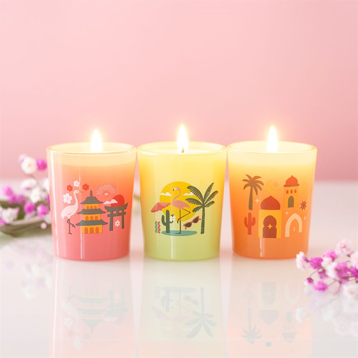 Scents Around The World Scented Candle Trio - Marrakesh, Palm Springs & Kyoto