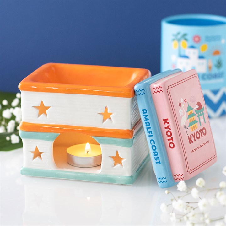 CLEARANCE Scents of Adventure Travel Book Stack Ceramic Wax Warmer