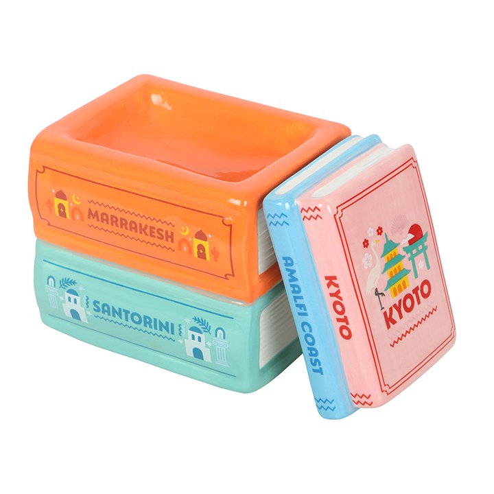 CLEARANCE Scents of Adventure Travel Book Stack Ceramic Wax Warmer