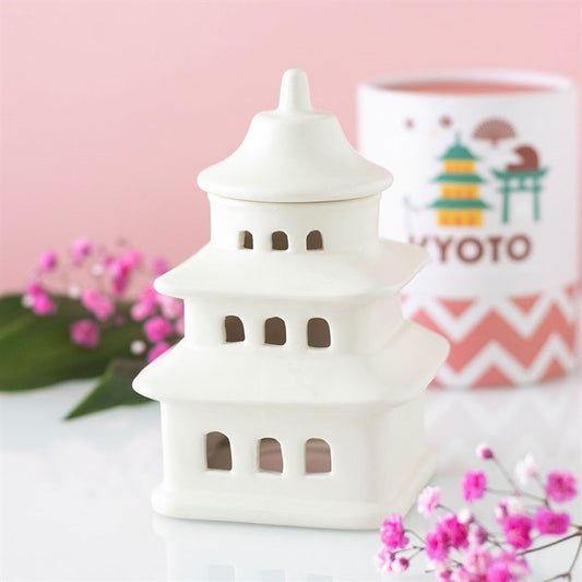 White Pagoda Shaped Ceramic Wax Warmer