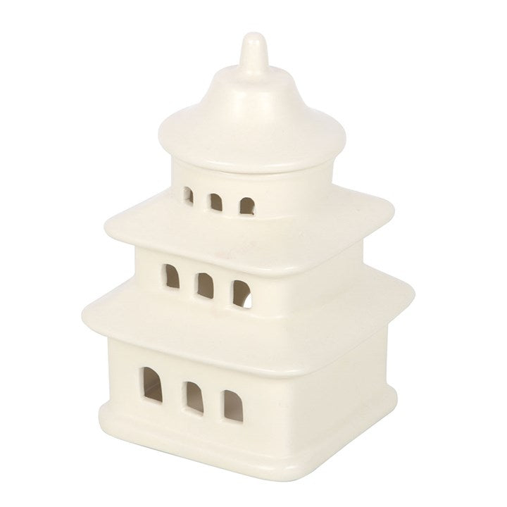White Pagoda Shaped Ceramic Wax Warmer