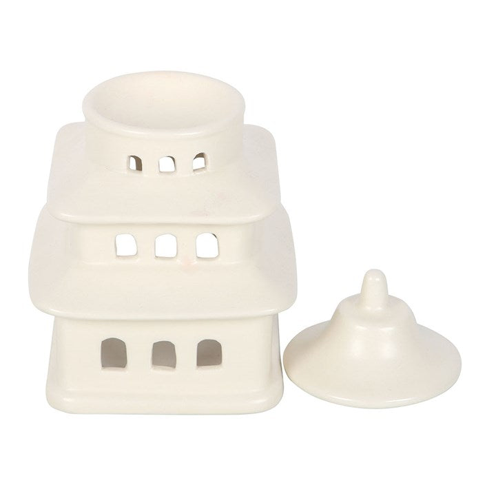 White Pagoda Shaped Ceramic Wax Warmer