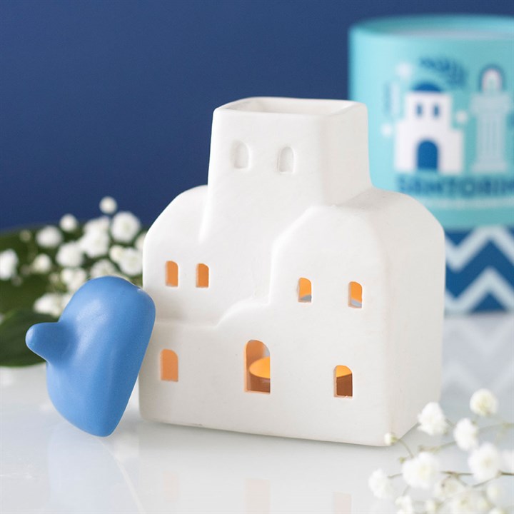 White & Blue Santorini Ceramic Wax Warmer