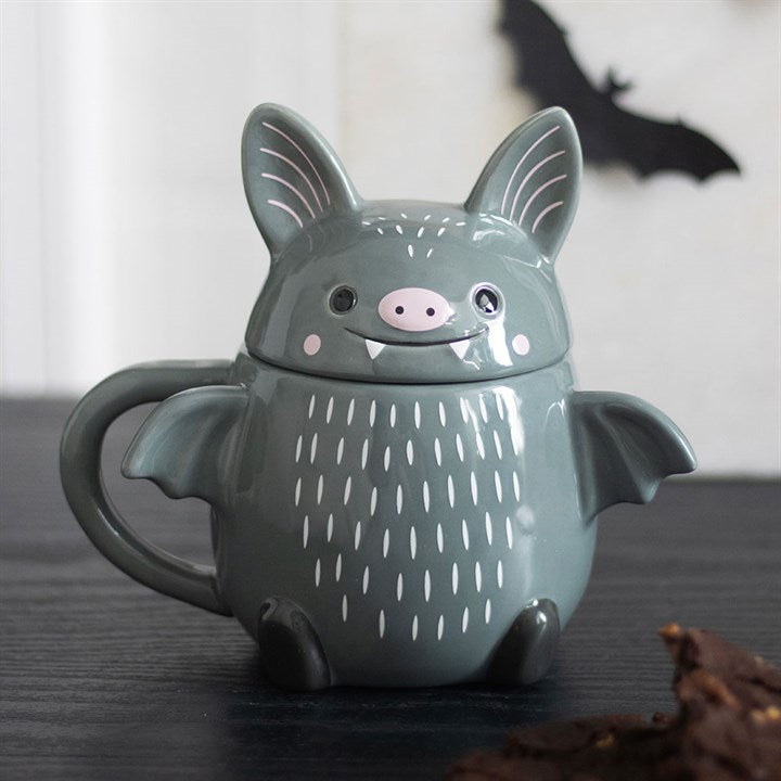 Cute Bat Ceramic Lidded Mug