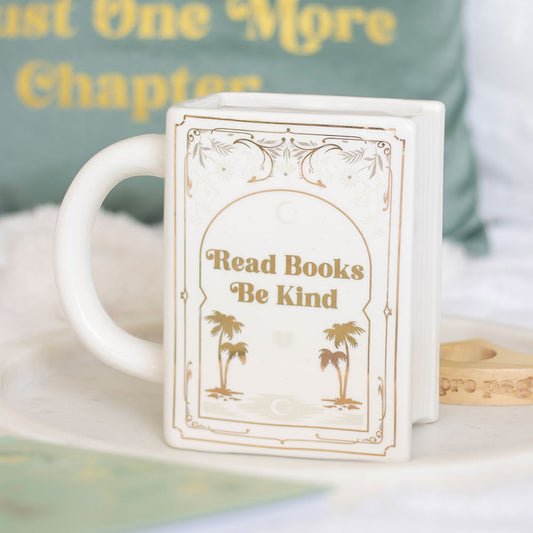 CLEARANCE Read Books Be Kind White Ceramic Book Shaped Mug
