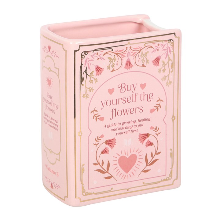 CLEARANCE Pink Book Shaped Ceramic Flower Vase - Buy Yourself The Flowers