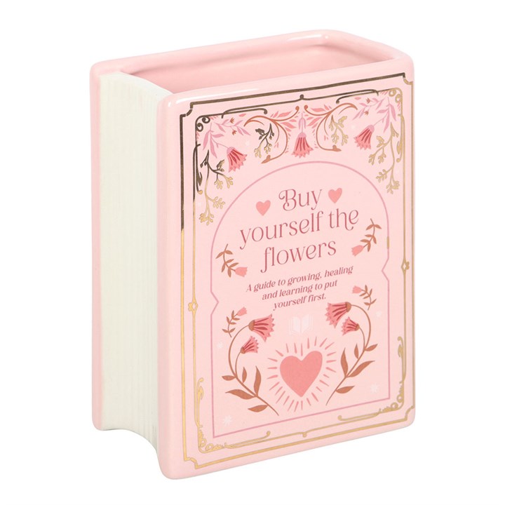 CLEARANCE Pink Book Shaped Ceramic Flower Vase - Buy Yourself The Flowers