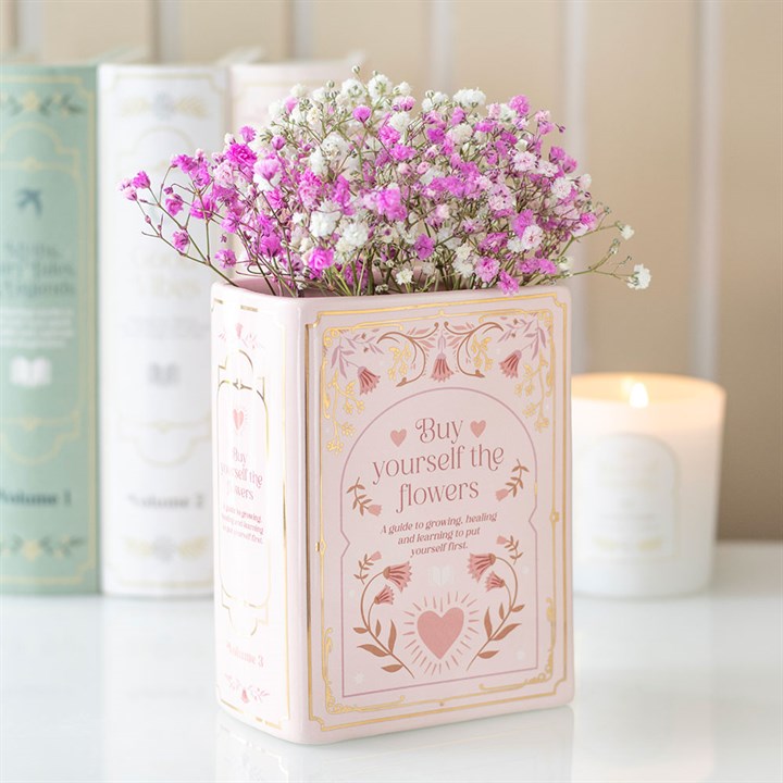 CLEARANCE Pink Book Shaped Ceramic Flower Vase - Buy Yourself The Flowers