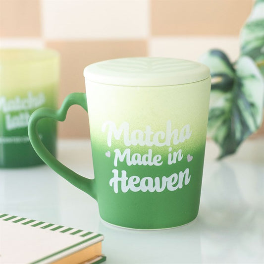 Matcha Made In Heaven Ceramic Mug with Coaster Lid