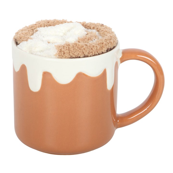 CLEARANCE Brunch Club Cinnamon Roll Ceramic Mug and Socks Set