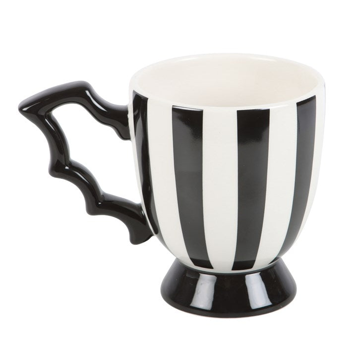 Black and White Striped Bat Wing Ceramic Mug