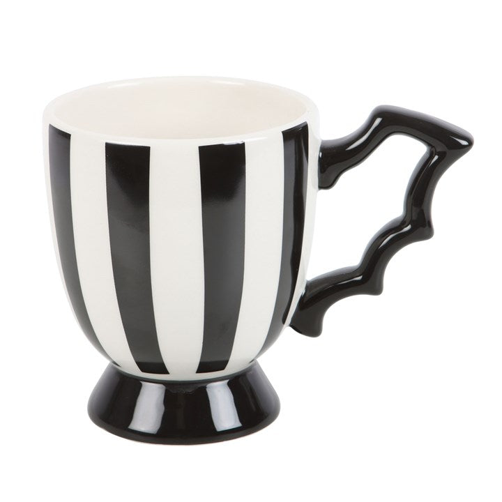 Black and White Striped Bat Wing Ceramic Mug
