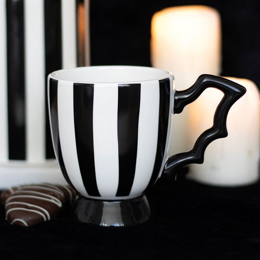 Black and White Striped Bat Wing Ceramic Mug