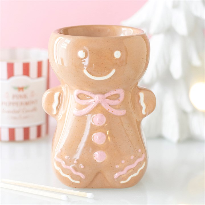 Pink Gingerbread Man Ceramic Wax Warmer