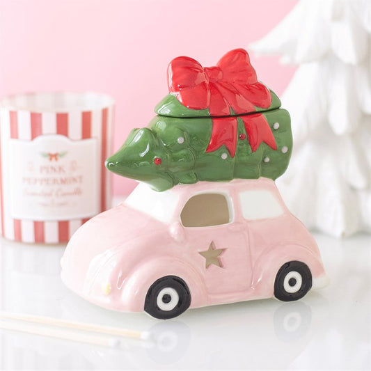 Pink Car with Christmas Tree Ceramic Wax Warmer