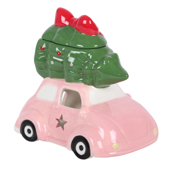 Pink Car with Christmas Tree Ceramic Wax Warmer