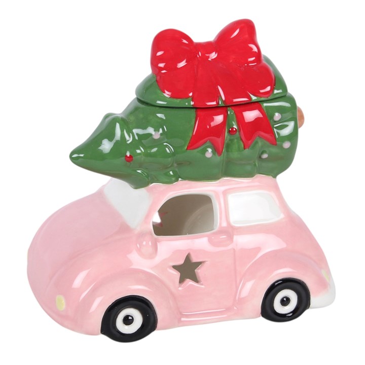 Pink Car with Christmas Tree Ceramic Wax Warmer