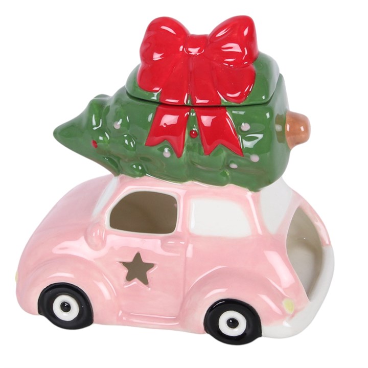 Pink Car with Christmas Tree Ceramic Wax Warmer