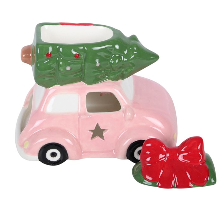 Pink Car with Christmas Tree Ceramic Wax Warmer
