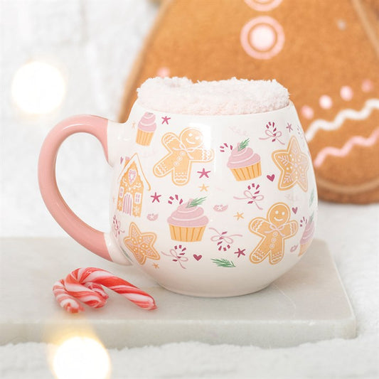 Sugarplum Bakery Print Ceramic Mug and Socks Set