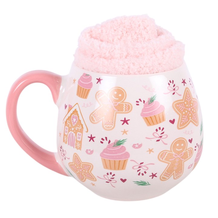 Sugarplum Bakery Print Ceramic Mug and Socks Set