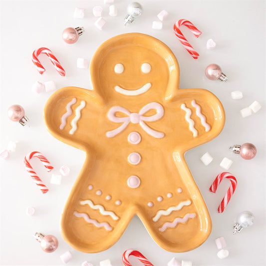 Sugarplum Bakery Ceramic Gingerbread Man Serving Plate