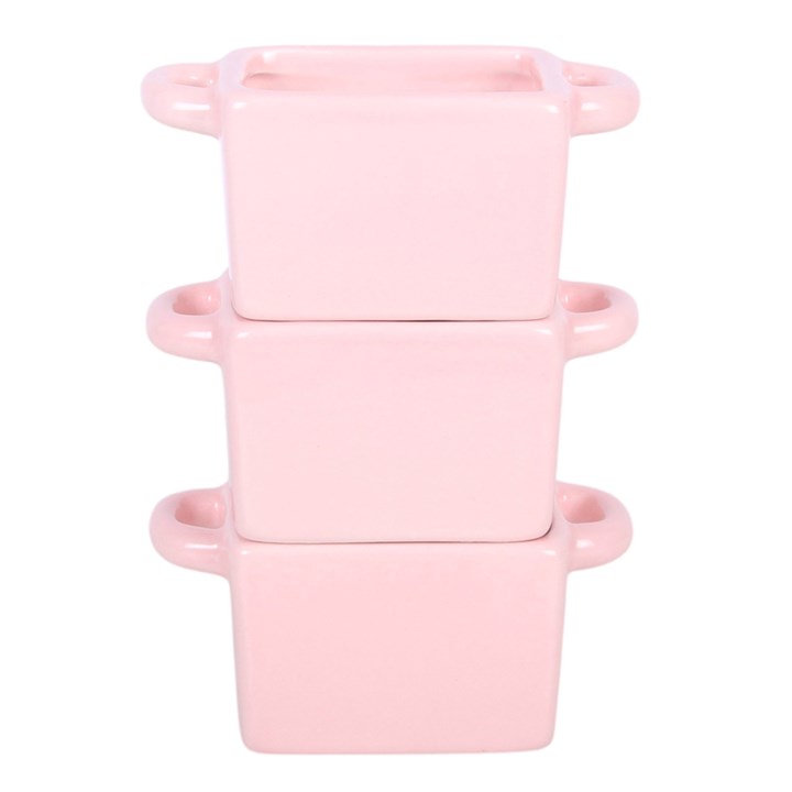 Set of 3 Pink Sugarplum Bakery Ceramic Snack Bowls