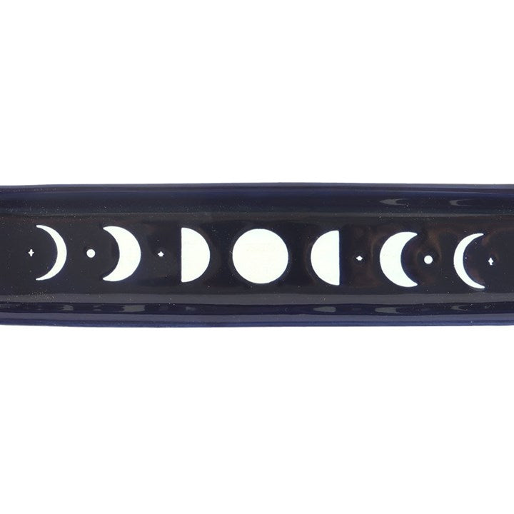 Blue Moon Phase Ceramic Incense Holder, Ash Catcher