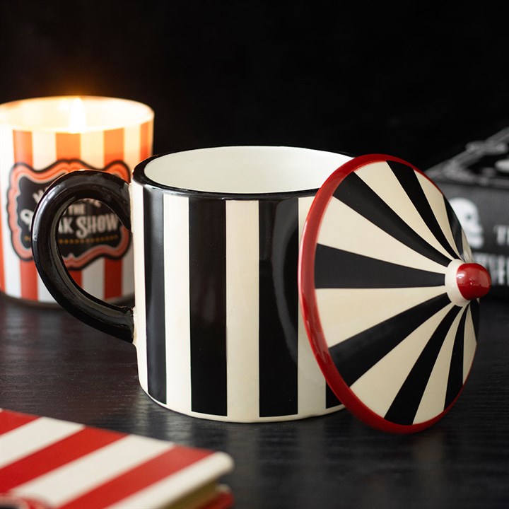 Striped Circus Tent Ceramic Lidded Mug