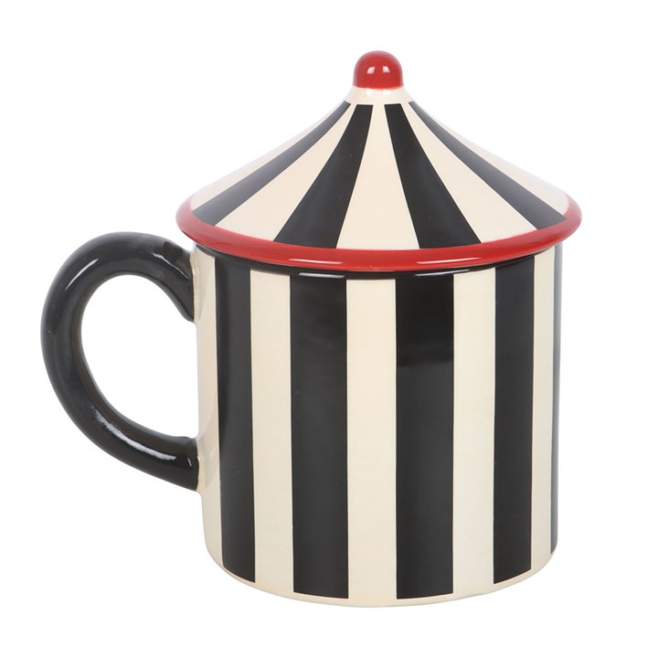 Striped Circus Tent Ceramic Lidded Mug