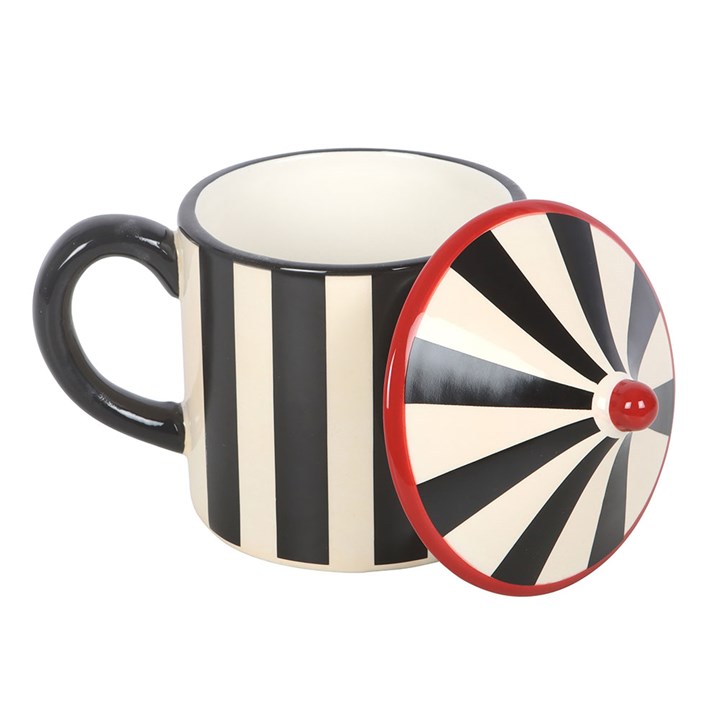 Striped Circus Tent Ceramic Lidded Mug